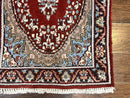 Indo Persian Runner Rug 2.8 x 14.8, Long Indo Kirman Hallway Rug, Red Floral Wool Vintage Handmade Oriental Runner