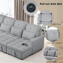 110.2' Oversized U-shaped Sofa Versatile Sectional Sofa Pull-out Sofa Bed with Double Storage Chaise Lounges and Two USB Ports for Living Room,Gray