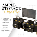 U-Can Modern TV Stand for TVs up to 80 Inches, Entertainment Center with 4 Drawers and 1 Cabinet, Wood TV Console Table with Metal Legs and Handles for Living room(Old SKU:SJ000117AAB)