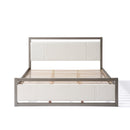 King Bed with Ivory Boucle fabric Headboard, Wood Frame