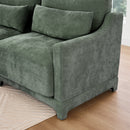 Elegant Green Chenille Two-Seater Sofa with Ottoman & Lumbar Pillows, Ergonomic Design, Easy Install