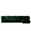 Slipcovered L Shape Sectional Long Sofa Couch, 4 Seater Sofa with Suppleness Armrests,Deep Seat Sofa with 2 Big Pillows, Comfy Couch for Living Room, Apartment, Green Corduroy Fabric