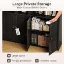 Black Six Tier Floor Standing Bookshelf With Doors