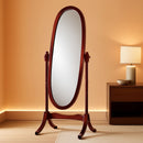 Cherry Finish Cheval Floor Mirror With Tilting Feature