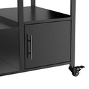 Outdoor Grill Table for Big Green Egg Style BBQ with Metal Grill Cart and Storage Box, Black and Silver, Metal and Stainless Steel, 67x27.8x31 inches