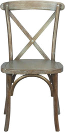 Two Pack Medium White Grain X-Back Dining Chairs Stackable Elm Wood Construction