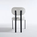 Modern Dining Room Chairs Set of 2, Mid-Century Upholstered Boucle Kitchen Dining Chairs with Black Metal Legs
