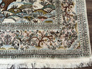 Indian Kashmiri Silk Rug 4x7, Tree of Life Design, Very Fine 380 KPSI, Birds