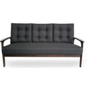 Athena Mid Century Waffle Stitch Tufted Accent Sofa with Rubberwood Legs