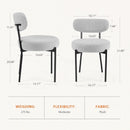 Boucle Upholstered Dining Chairs Set Of 4 With Curved Backrest Metal Legs Grey