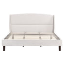 King Size Bed Frame Upholstered Platform Bed with Wingback Headboard,Beige
