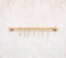 Unlacquered Brass Wall Mount Pot Rail Bar With Hooks