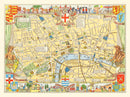 Vintage Children's Map of London, England 1938
