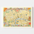 Vintage Children's Map of London, England 1938