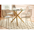 1+4,5pieces dining set, Table metal leg Mid-century Dining Table for 4-6 people With glass Table Top, Pedestal Dining Table, End Table Leisure Coffee Table