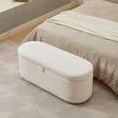 S03 Basics Upholstered Storage Ottoman and Entryway Bench WHITE