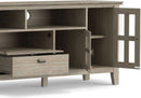 Solid Wood TV Stand 72 Inch Wide Distressed Grey Finish