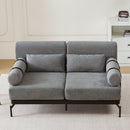 Modern Loveseat Sofa 59' Sofa Couch 2-Seater with USB Ports, Unique Cylindrical Armrests, Grey Chenille