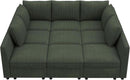 Emerald Green Modular Sleeper Sofa With Hidden Storage Compartment