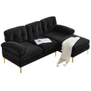 82.6' Modern Sectional Sofas Couches Velvet L-Shaped Couches for Living Room, Bedroom, Black