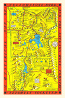 Vintage Map of Yellowstone National Park, 1936
