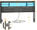 Modern Queen Size Headboard with Storage and USB Ports