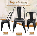 Stackable Metal Dining Chair Indoor Outdoor Black Set Of 4