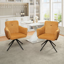 360° Swivel Home Office Desk Chairs Set of 2,Modern Dining Chairs with Arm, Upholstered Bedroom Chairs with Metal Base,Makeup Chair for Vanity, for Living Room, Bedroom,Study Room,Dining Room(Orange)