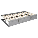 Twin Size Upholstered Daybed with Trundle, Storage Shelves, USB & Outlet (Gray)