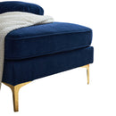 Modern Velvet L Shaped Sectional Sofa for Living Room and Bedroom, Blue, 82.6 Inch