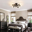 Six Light Black Matte Sputnik Chandelier Semi Flush Ceiling Light
