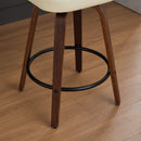 Swivel Bar Stools Set of 2, 26' Upholstered Faux Leather Counter Height Barstools with Walnut Back & Bentwood Legs, Mid Century Modern Bar Chairs Island Stools for Kitchen Counter, Beige PU, SW1864BG
