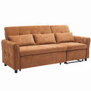 2-in-1 Sofa 82' Three-seater Sofa with Sofa Bed and Reversible Recliner, Orange Chenille