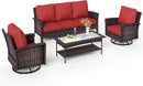Oversized Wicker Patio Furniture Set with Swivel Chairs