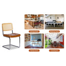 Dining Chairs Set of 2, Fauex Leather Rattan Side Accent Chairs with Chrome Legs, Modern Mid Century Breuer Designed Chairs, Upholstered Dining Living Room Kitchen Chairs (Brown-2pcs)