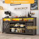 Wooden Farmhouse TV Stand 70 Inch With Double Storage