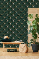 Dark Green and Gold Design Wallpaper