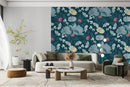 Elegant Dark Floral Contemporary Wallpaper