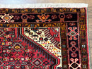 Persian Hamadan Rug 4x7, Tribal Village Malayer Carpet, Red and Ivory, Bohemian Antique