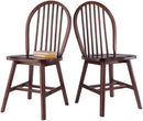 Windsor 2 Piece Solid Wood Dining Chair Set Walnut Finish