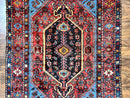 Antique Persian Tribal Rug 4x7, Wool Handmade 1920s Carpet, Red Blue, Persian Hamadan Rug