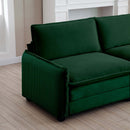 Two-Seater Theater Sofa  with 2 Footrest, 2-Seater Sofa with Ottoman for Small Living Spaces,Green Corduroy