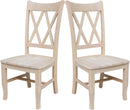 Two Unfinished Parawood Dining Chairs With X Back