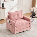 UNITED WE WIN Swivel Barrel Chair - Mid Century Modern Chair, Thick Padded Arm Chair with Solid Metal Base, Comfortable Single Sofa Chair, Swivel Accent Chair for Living Room Bedroom
