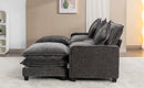 Modern Chenille Upholstered Sectional Sofa with Ottomans, USB Ports, Cup Holders, and Storage in Grey