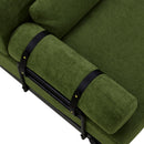 Modern Loveseat Sofa 2-Seater with USB Ports, Cylindrical Armrests, Green Chenille, 59 Inch