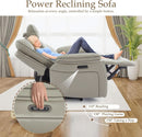 Grey Power Reclining Sofa With Fold Down Table Usb Type C
