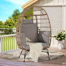 Wicker Egg Chair,Rattan Egg Chair Indoor Outdoor,Oversized Large Egg Chairs 600lbs with Cushion and Pillow for Porch, Backyard, Balcony