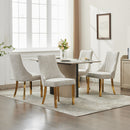 Rayon Cloth Flocking Chenille Dining Chairs Channel Kitchen Dinner Chair Comfy  Fabric Upholstered Accent Chair for Dining Room with Golden Stainless Steel Plating Legs,Set of 2 (Beige), SW1647BG