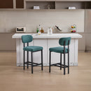 Bar Stools Set of 2, 26 inch Modern Upholstered Fabric Counter Height Barstools, Kitchen Island Chairs with Black Metal Legs for Dining Room/Kitchen Island/Bar